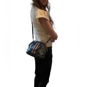 Gucci Black Mini Bag with Red and Cream Stripe